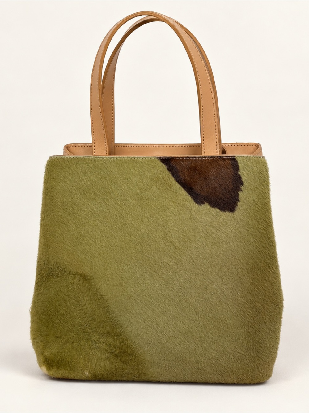 Antonio Scepi Italy | olive Green Pony Hair & Leather Tote